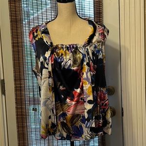 Ellie Tahari Silk Priscilla Blouse Sz LG Navy Multi NWT